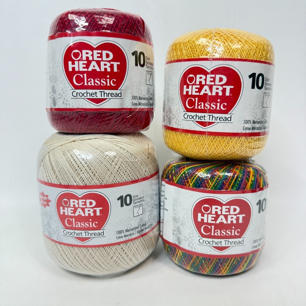 Red Heart Classic Crochet Thread Size 10 Mixed Lot‎ Red Natural Yellow, Mexicana